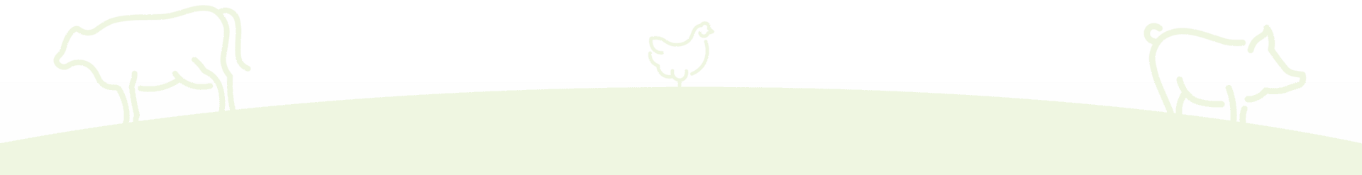 Cow, chicken, pig silhouettes on horizon