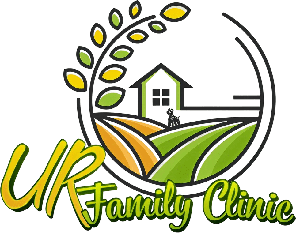 Clinic logo featuring leaves and fields