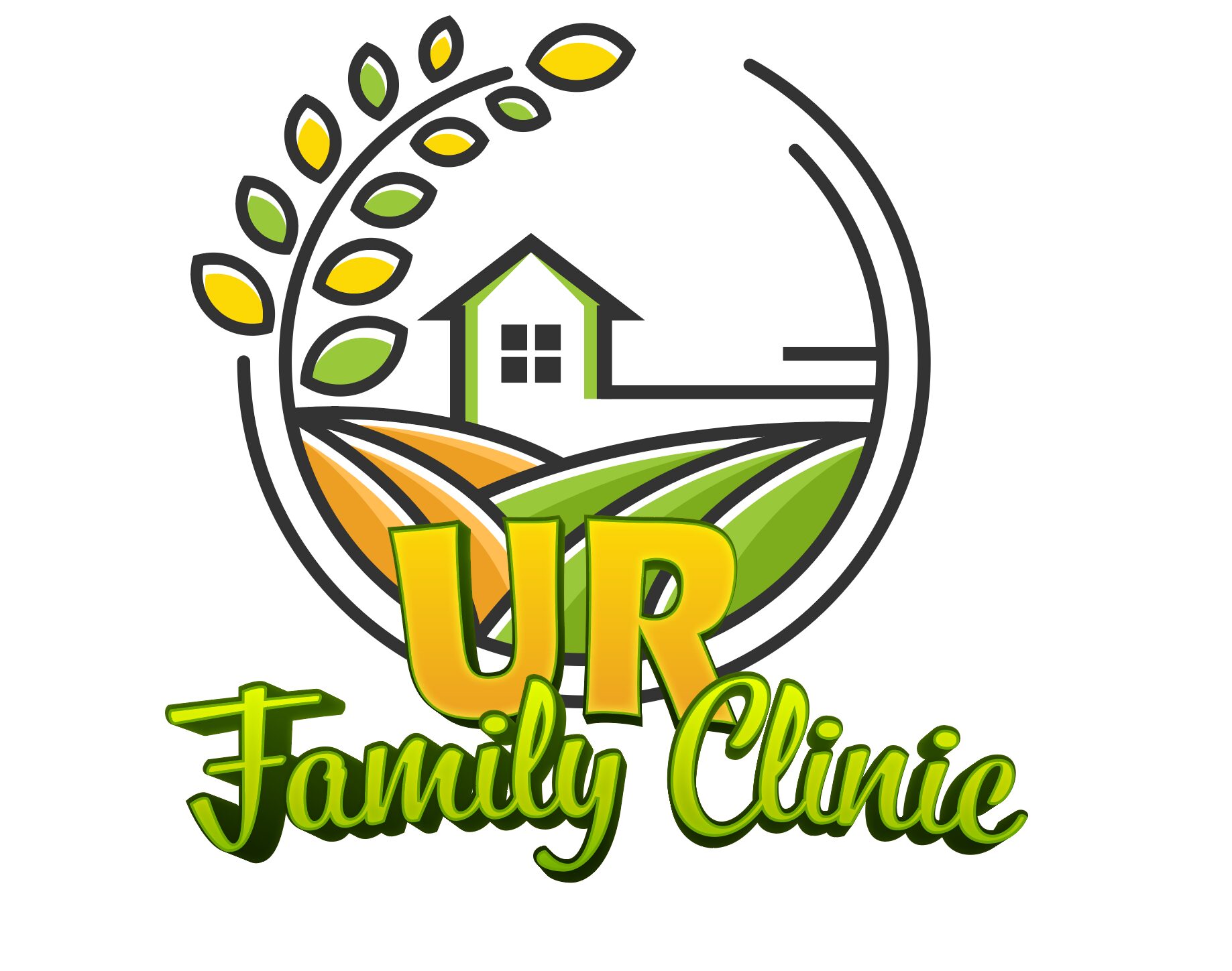 UR Family Clinic logo with house and fields